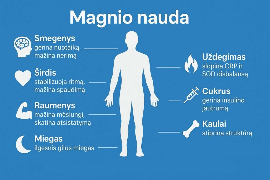 Magnio nauda: Kodėl šis pagrindinis mineralas yra svarbesnis nei manote magnio nauda