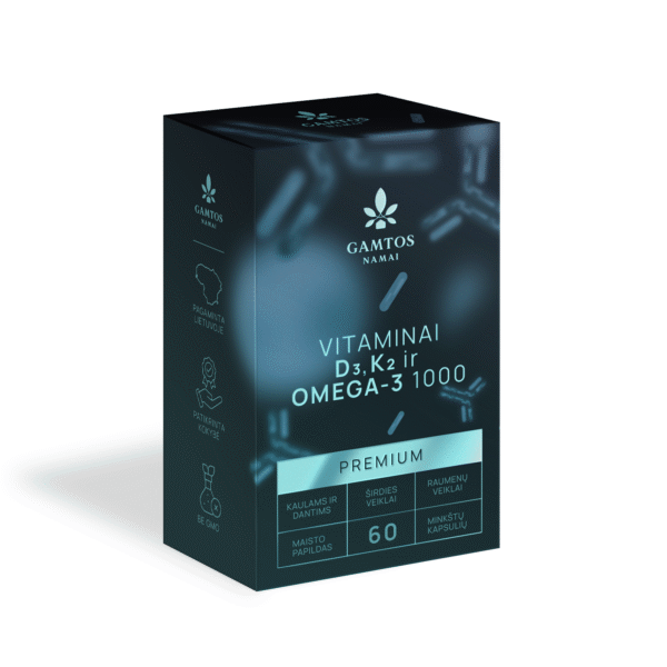 Gamtos namai vitaminai D3+K2+Omega 1000 PREMIUM